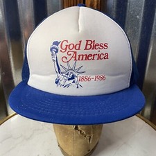 Vintage GOD BLESS AMERICA 1886 -1986 Foam Front Mesh Back Trucker Snapback Hat