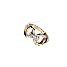 14CT Rose Gold Plated Snaffle Interlocking CZ Ring  L N P RRP£45 (R5008rgcz) BOX