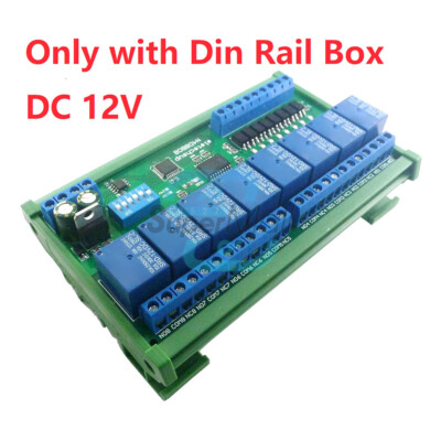 8 CH DIN35 C45 DIN Rail Box UART RS485 Relay Module DC 12V 24V Modbus RTU Switch