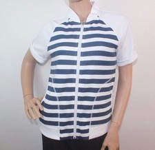 Hearts of Palm Womens Jacket Striped White and Blue Short Sleeve Size XS