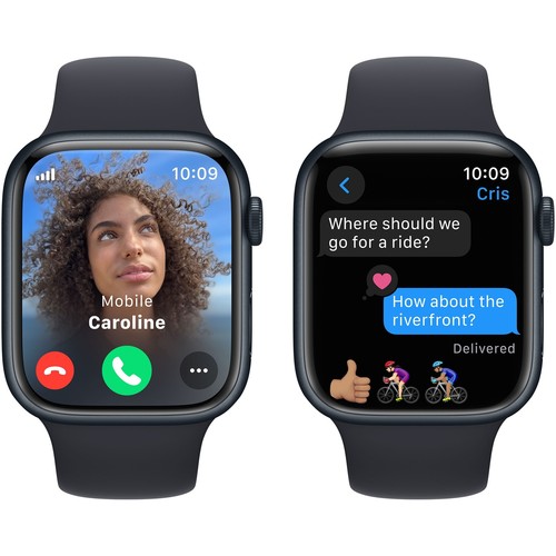 Apple Watch Series 9 45mm (GPS + ogniwo) Aluminium czarny z czarnym paskiem sportowym M / L - dobry - Zdjęcie 5 z 5