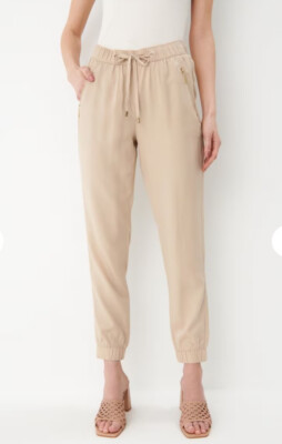 Mohito Women s Beige Eco Aware Mid Rise Elastic Waist Drawstring Jogger Pants S