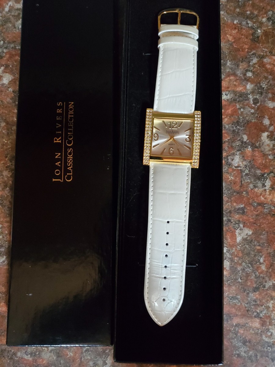 Vintage Joan Rivers Classics Crystal Jeweled White Leather Band Wrist Watch Joan Rivers Classics Wristwatch w/Crystal Rhinestones  main image 3