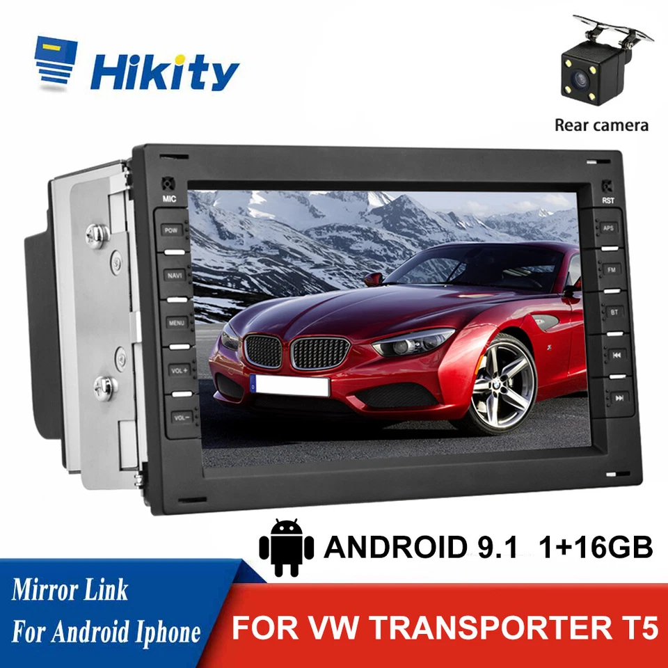 HIKITY 7" Android 9.1 GPS SatNav Car Stereo Radio For VW Polo Golf Transporter T5,1 T28