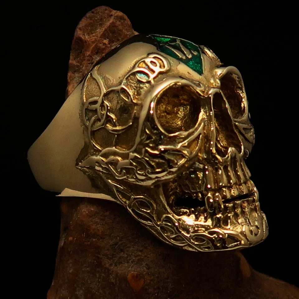 MENS SKULL RING,OUTLAW RING, SKULL BIKER RING, 1% ONE PERCENTER GREEN SIZE 11 - Image 2 of 4