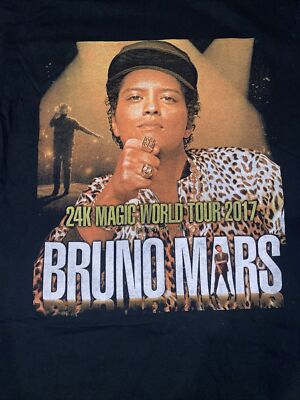 Bruno Mars 24K Magic World Tour Official Concert T-Shirt Double