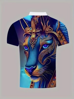 Polo T Shirt Bright Fantasy Leopard Pattern Print Quarter Zip Golf