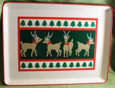 Vintage Retro Mid-Century  Georges Briard Christmas Reindeer Tray - 16 X 12