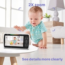 Babyphone mit Kamera 5 Zoll Video Nachtsicht VOX Gegensprechen Temperatur