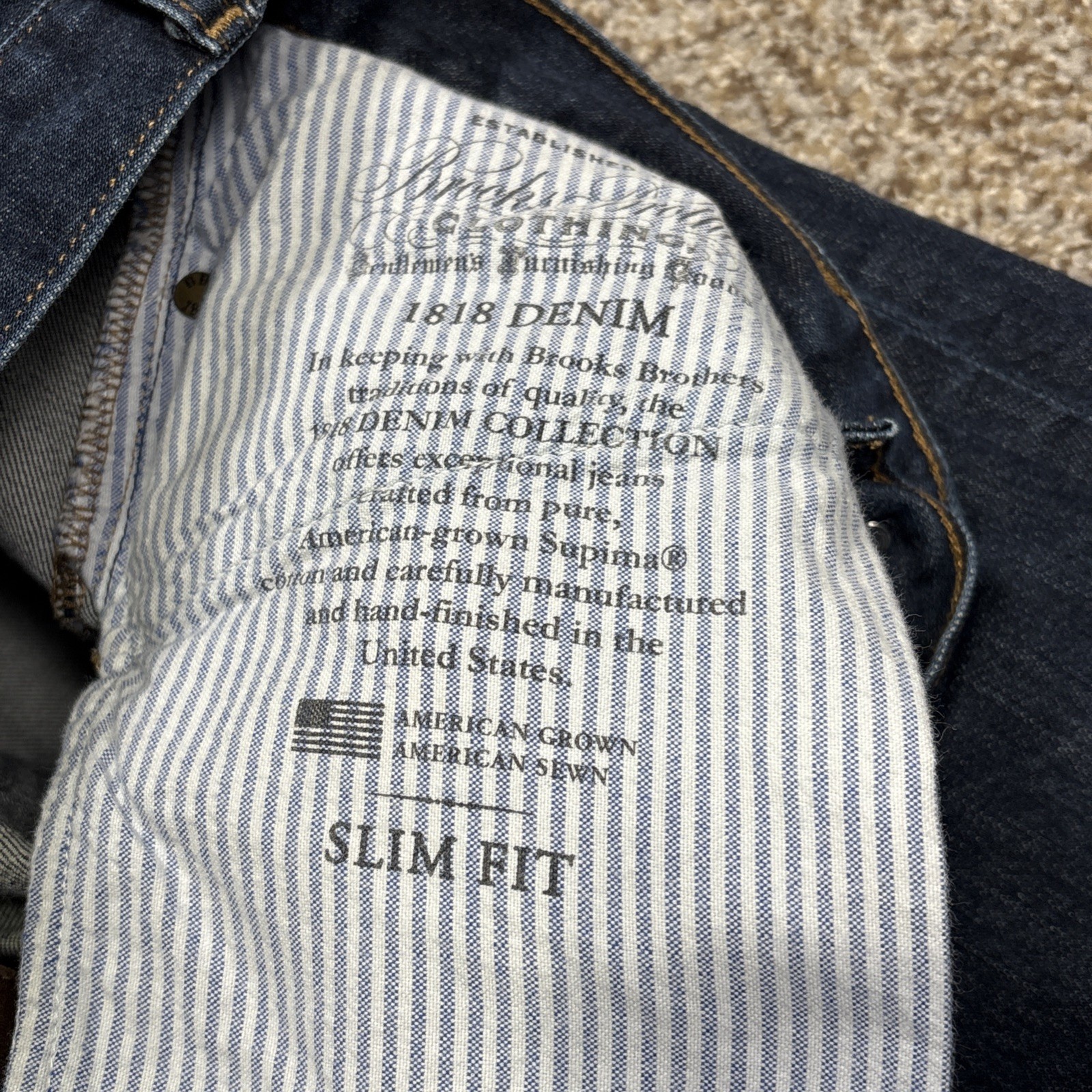 Brooks Brothers Mens 1818 Denim Classic Straight Slim Jeans 32/33 Fits 30 X 30 - View 5