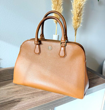 Tory Burch Pebbled Leather Satchel Top Handle Bag with Crossbody - Tan