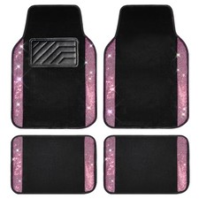 Bling Diamond Car Floor Mat Shining Rhinestones Carpet, Sparkly Pink Diamond