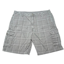 Wrangler 60CATB4 Men's Gray White Checker Plaid 100 Cotton Cargo Shorts Size 40