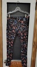 womans Avia black multicolor design workout ankle leggings size large 12/14