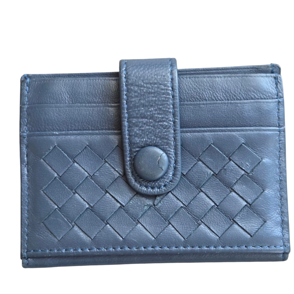 Cartera Tarjetero Bottega Veneta Cuero Azul Hecha en Italia Foto 2 de 4
