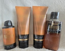 Bath  Body Works Mahogany Teakwood Men  s 4 Pc Set Body Cream Spray Wash