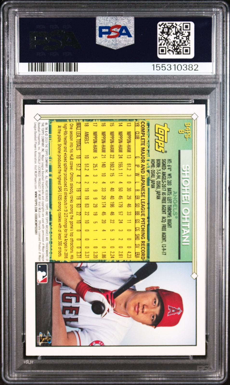 2019 TOPPS ARCHIVES 1994 FUTURE STAR #94FS8 SHOHEI OHTANI PSA 9 view 2