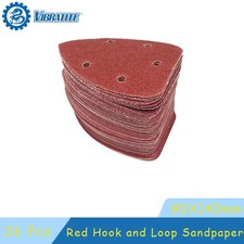 98X140mm Red Hook and Loop Sandpaper Triangle 5 Holes 26 Pcs Grit 40-1000 Assort