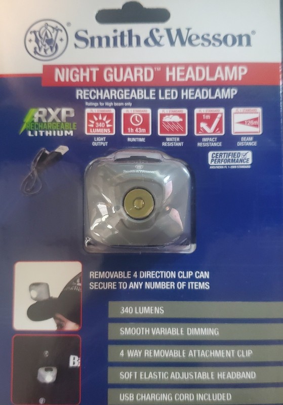 Headlamp RXP Rechargeable Smith & Wesson Night Guard Light # 1098729
