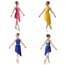 Girls Dresses Jazz Dancewear Samba Leotard Gymnastic Sequined Waist Performance