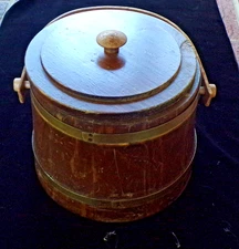 Vintage Wood Bucket Basket Firkin Sugar Style with Handle