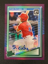 Starlyn Caba 2025 Donruss Rated Prospect Auto Purple Prizm /49 Marlins