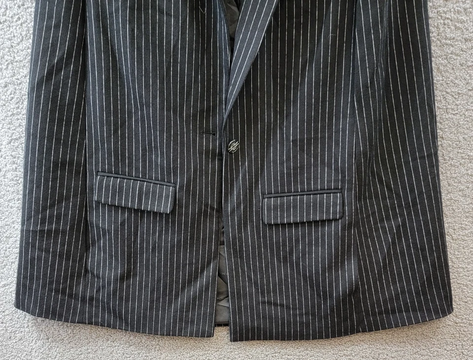 Dkny в тонкую полоску плащ куртка женский размер средний черный и белый кнопка спереди - Изображение 4 из 4