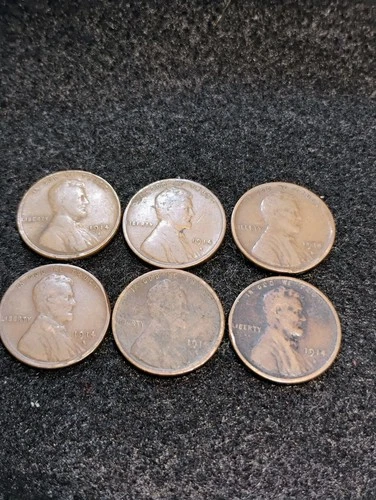 1914 S ~ LINCOLN WHEAT CENT LOT ~ AG ~ 6 COINS