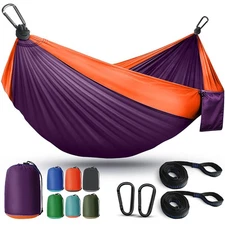 Camping Hammock Lightweight, Portable Hammocks Parachute Hammock with Two Tre...