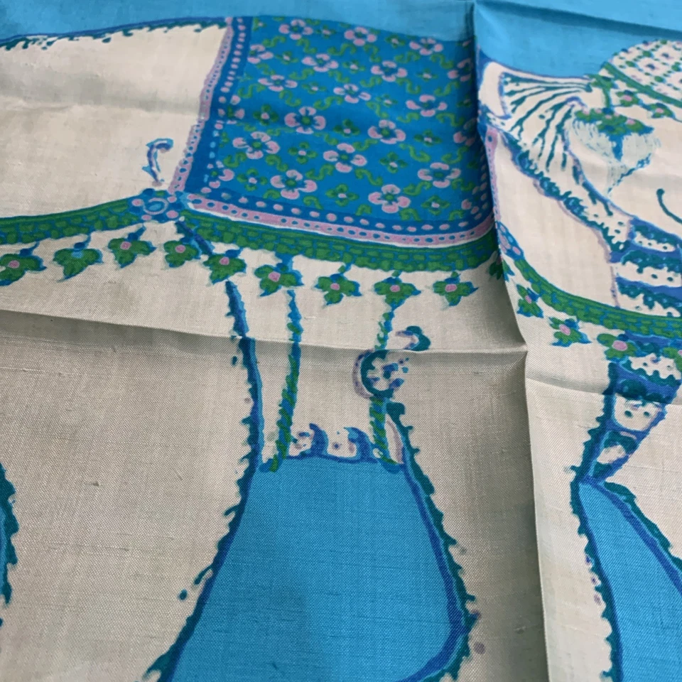 Bufanda vintage Jim Thompson bufanda animal de seda 34x36 cuadrada elefante de seda tailandés Foto 4 de 4