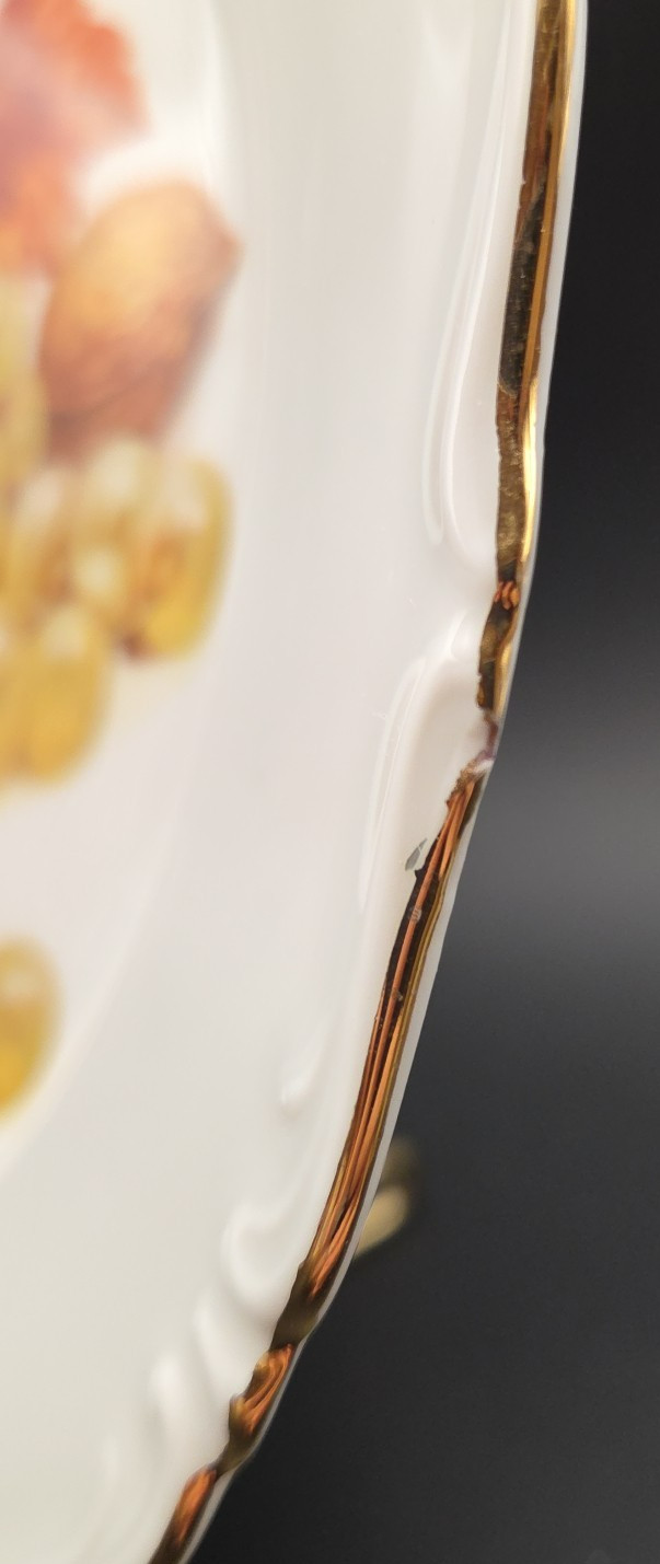 Set of 3 Winterling Bavaria Salad Plates 7 & 5/8" Fruit Nuts Leaves Gold Trim