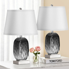 Coastal Grey Touch Control Table Lamps Set of 2 with USB Ports  Dimming