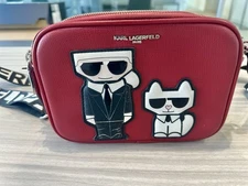 Karl LAGERFELD PARIS MAYBELLE Round Head DUO Camera  Crossbody Bag RED
