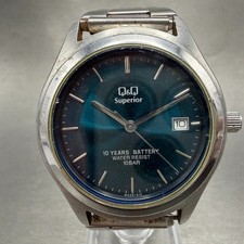 Citizen Q Q Superior Watch Men 36mm Blue Dial Silver Tone Date Round 2S60 NewBat