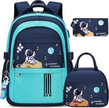 School Backpack for Boys with Lunch Bag Set Waterproof Lightweight Bookbag