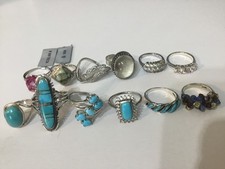 Job Lot x 12 Bundle Sterling Silver 925 Gemstone CZ Turquoise Women’s Rings