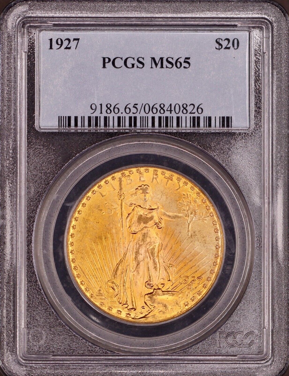 SALE☆激レア☆証明書付colorway☆バスケットボールDB262 Gold 1927 $20 Gold Saint Gaudens Double Eagle PCGS MS65 - Lustrous PQ