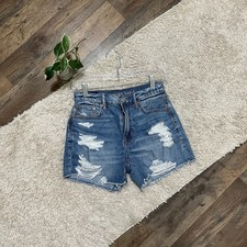 American Eagle Size 00 Whiskered Distressed High-Rise 90's Boyfriend Shorts