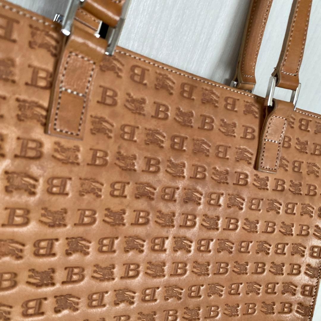 Burberry Blue Label Tote Bag Leather Denim Logo Embossed Handbag Black New thumbnail 21