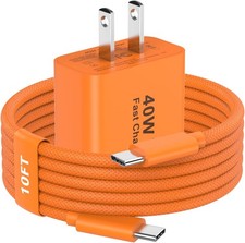 40W USB C Fast Charging Wall Charger for iPhone 17/17 Pro Max 10FT Cable