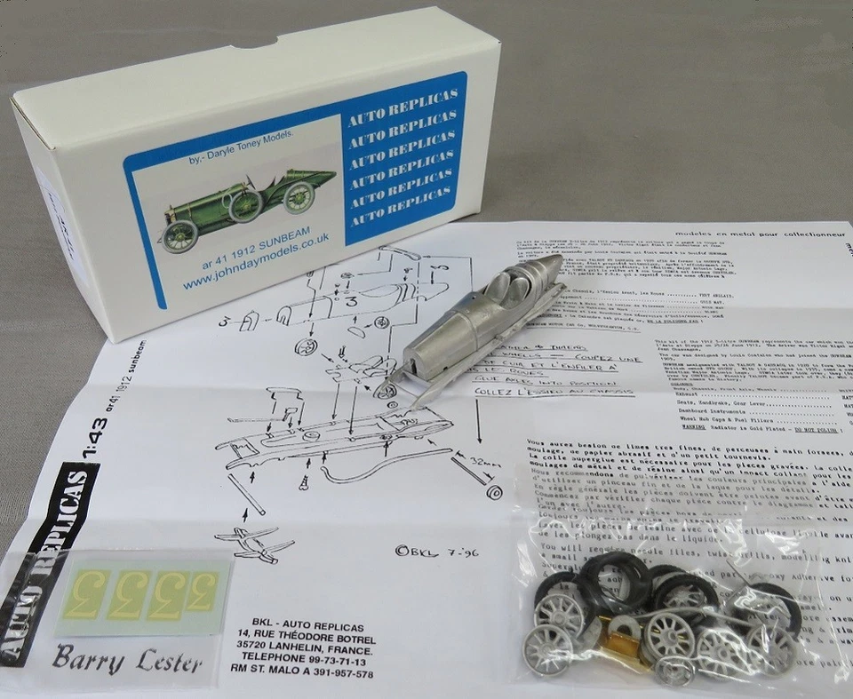 1:43  AUTO REPLICAS   A.R. 41   1912 SUNBEAM  WHITE METAL KIT - Image 3 of 4