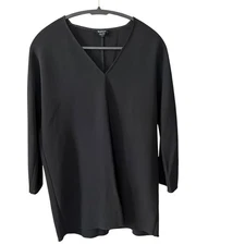 WORTH Black V-Neck Tunic Top Blouse Size Small