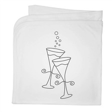 'Champagne Glasses' Cotton Baby Blanket / Shawl BY00045198 