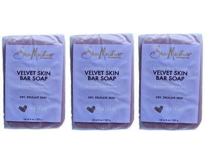 3x Shea Feuchtigkeit Lila Reiswasser Samtseife 8oz