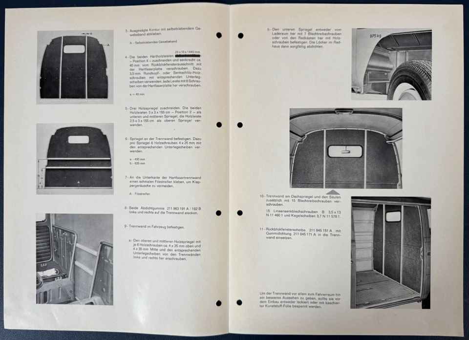 VW Dienst Technische Mitteilung A26, Einbau Trennwand in VW-Kastenwagen, 1963 - Bild 2 von 3