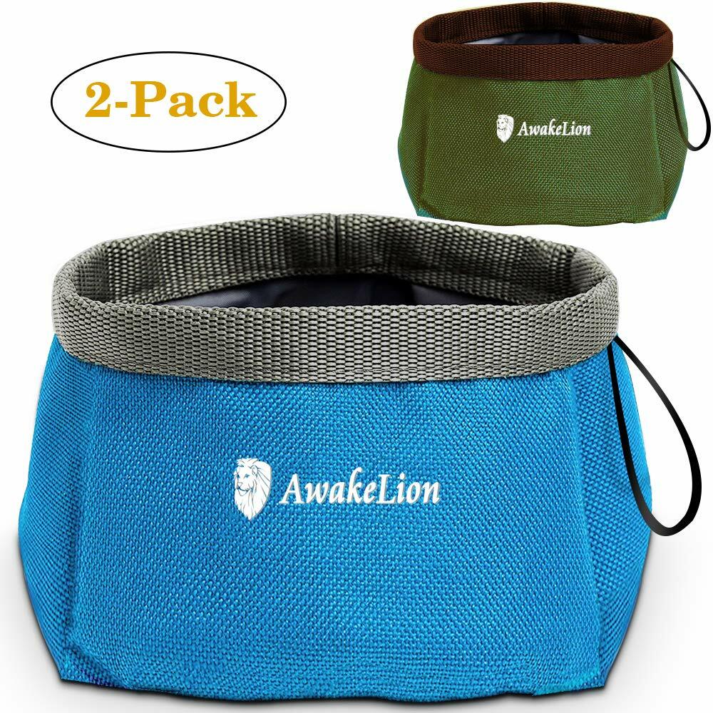 Awakelion Collapsible Dog Bowl, Portable Travel Dog Bowl Kit for Food