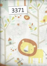 KIDS green  orange safari animals on white; cotton quilt fabric  3371 1 yard