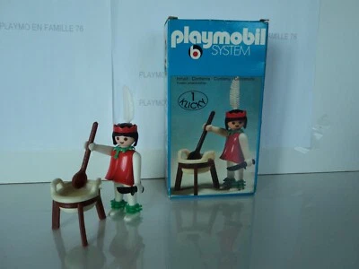 PLAYMOBIL vintage western indiens femme marmite blanche set 3355 de 1976 /boîte - Photo 1/4
