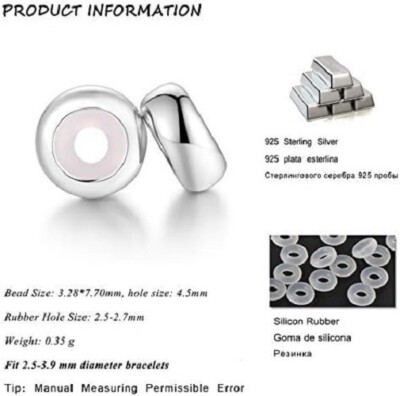 Silicone Stoppers Pandora Charm Spacer Beads Clip Spacer Charm