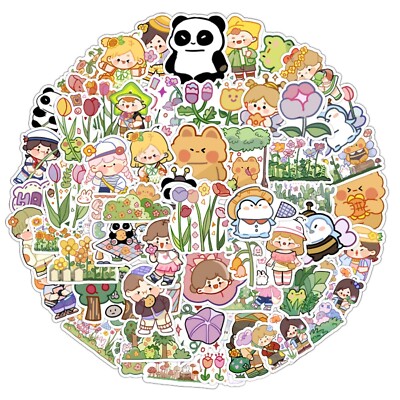 2 X Cute Cartoon Stickers with Spring Theme  for Kids and Journaling 50pcs